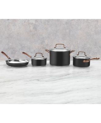 Onyx Black & Rose Gold 7-Pc. Stainless Steel Cookware Set