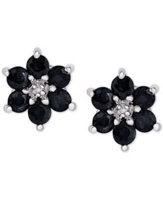 Sapphire (1-3/4 ct. t.w.) & Diamond Accent Flower Stud Earrings in Sterling Silver