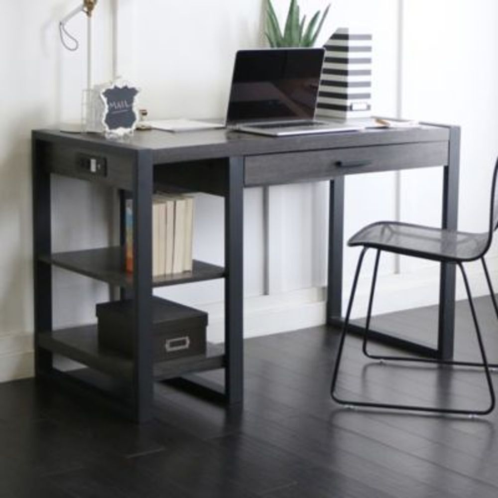 Home Office 48" Wood Storage Computer Desk - Charcoal
