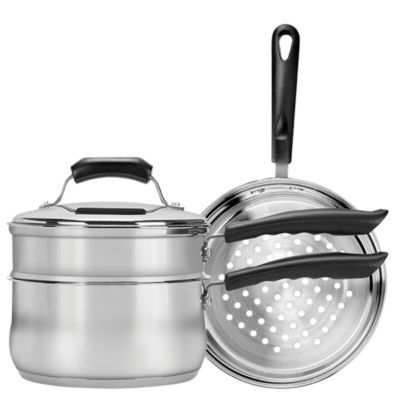 3qt Stainless Steel Covered Double Boiler and Steamer Set