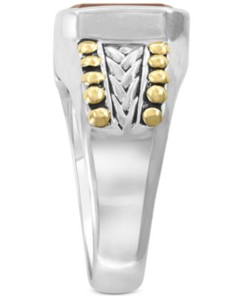 EFFY® Men's Rhodolite Garnet Ring (6-3/8 ct. t.w.) in Sterling Silver & 18k Gold