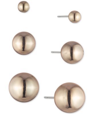 3-Pc. Set Metal Ball Stud Earrings
