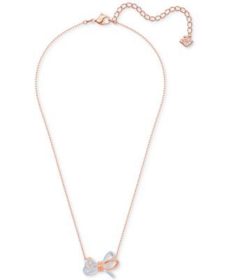 Two-Tone Pavé Bow 15-2/3" Pendant Necklace