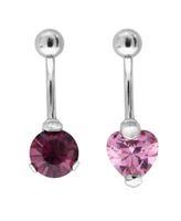 Bodifine Stainless Steel Set of 2 Cut Crystal Belly Bars