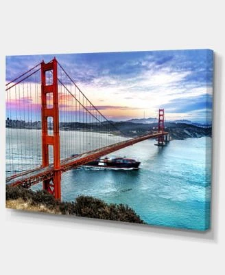 Designart Golden Gate In San Francisco Sea Bridge Canvas Art Print - 32" X 16"