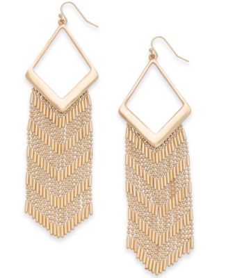 Gold-Tone Chain Fringe Chandelier Earrings, Created for Macy's