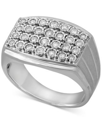Men's Diamond Cluster Ring (1/2 ct. t.w.) Sterling Silver
