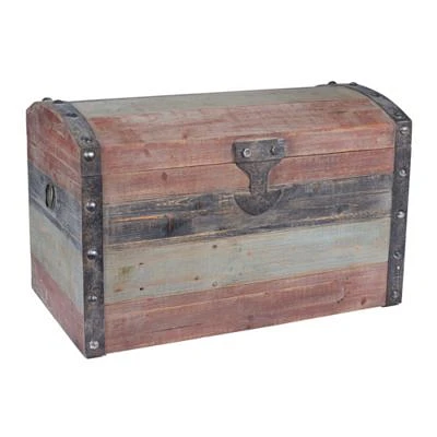 Large Weathered Wooden Storage Trunk