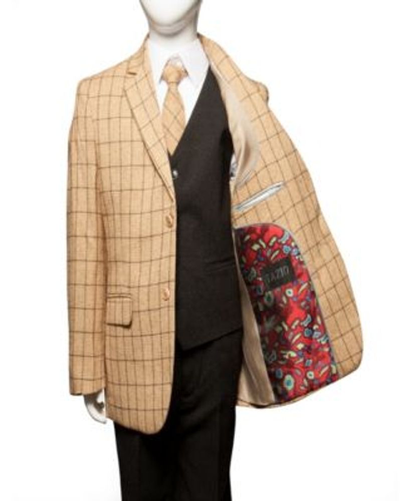 Classic Fit Windowpane 2 Button Suits for Boys