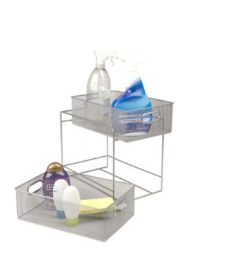 2 Tier Metal Mesh Storage Baskets Organizer, Home, Office, Kitchen, Bathroom