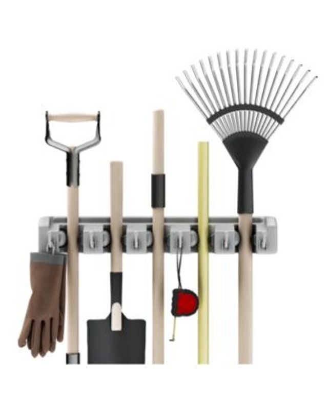 Trademark Global Shovel, Rake and Tool Holder with Hooks Wall Mounted  Organizer by Stalwart MainPlace Mall