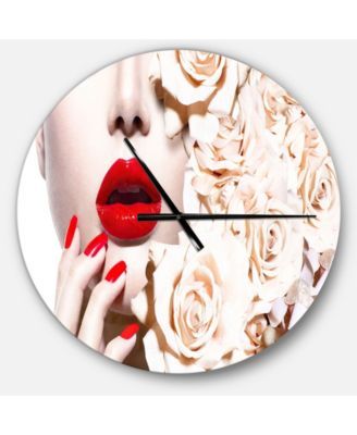 Designart 'Woman's Fashion and Floral Design' Shabby Chic Wall Clock