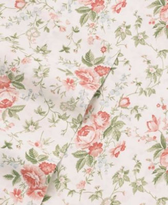 Laura Ashley Quartet Cotton Sateen Floral Pattern Sheet Set - Queen