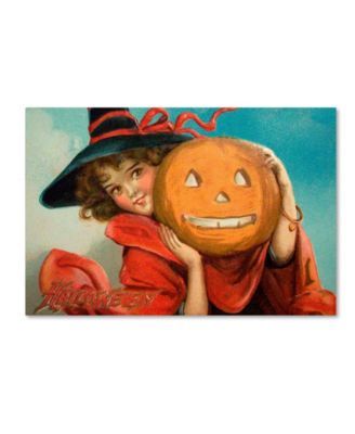 Vintage Apple Collection 'Halloween Girl Blue Sky Pumpkin' Canvas Art - 30" x 47"