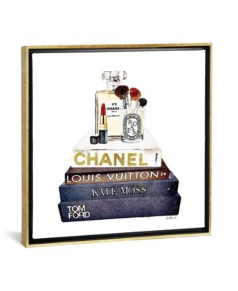ICanvas Stack of Fashion Books with a Hint of Gold Makeup by Amanda  Greenwood Gallery-Wrapped Canvas Print - 37 x 37 x 0.75