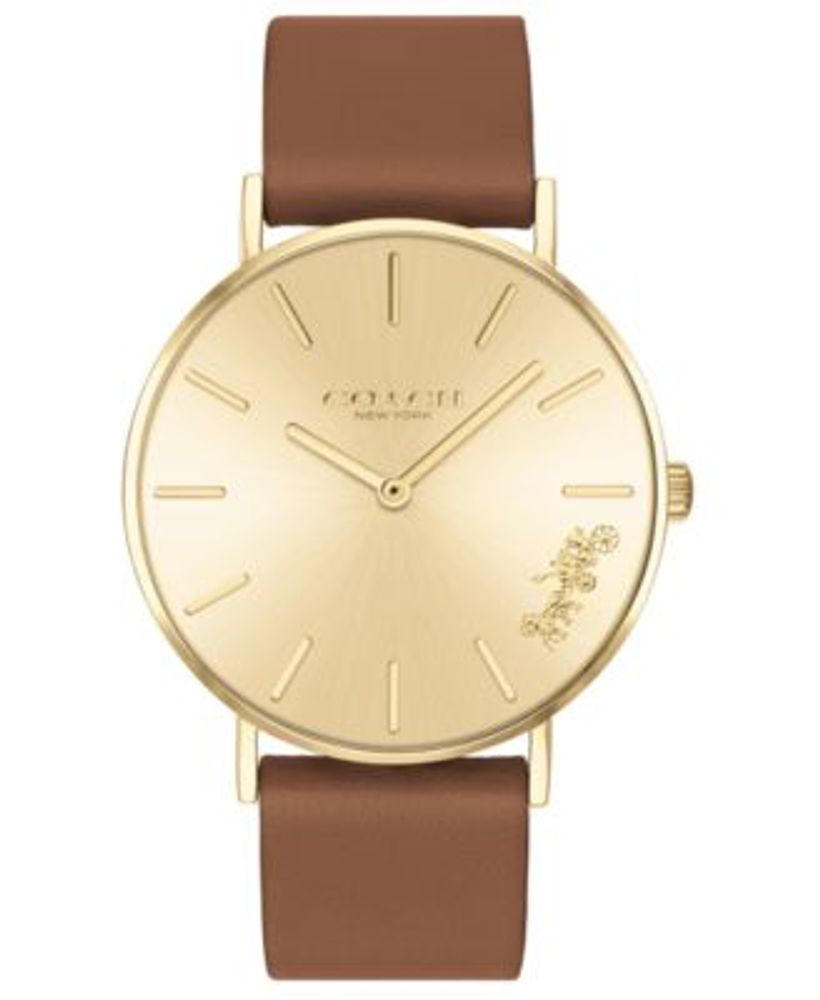 COACH Women's Perry Saddle Leather Strap Watch 36mm | Connecticut Post Mall