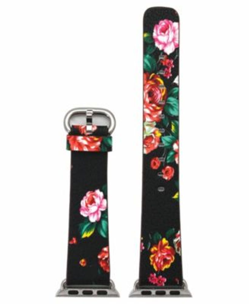 Women's Floral Print Leather Apple Watch Strap 38mm