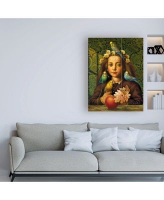 Dan Craig Girl with Parakeets Canvas Art - 27" x 33.5"