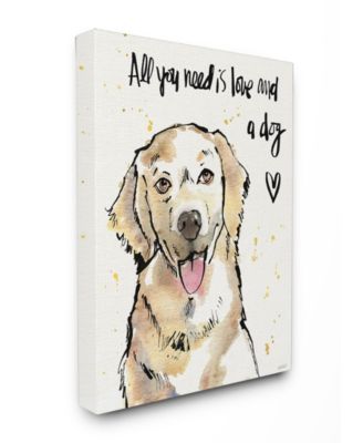 All You Need is Love and a Dog Illustration Canvas Wall Art, 24" x 30"