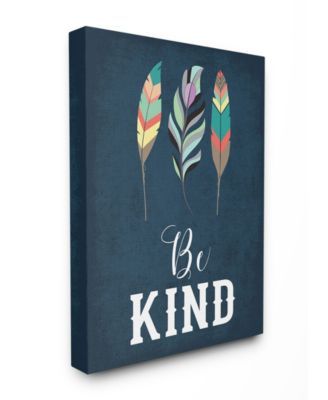Be Kind Blue Feathers Canvas Wall Art, 24" x 30"