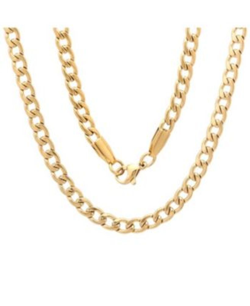 STEELTIME Men's 18k gold Plated Stainless Steel 24 Figaro Style Chain  Necklaces