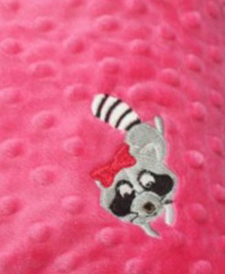 Minky Baby Girl Blanket With Embroidered Raccoon