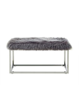 Monet Faux Fur Bench with Metal Frame