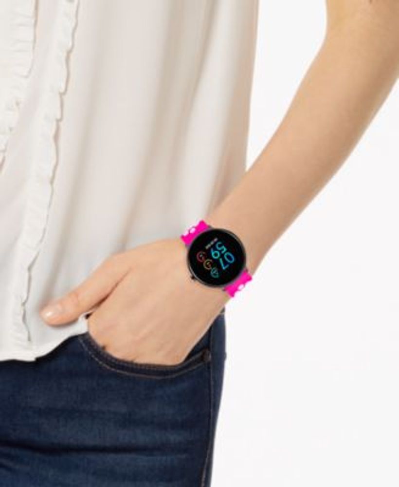 Women's Fuchsia & White Silicone Strap Touchscreen Sport Smart Watch 43.2mm