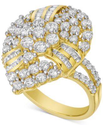 Diamond Cluster Pear-Shaped Statement Ring (2 ct. t.w.) in 10k Gold