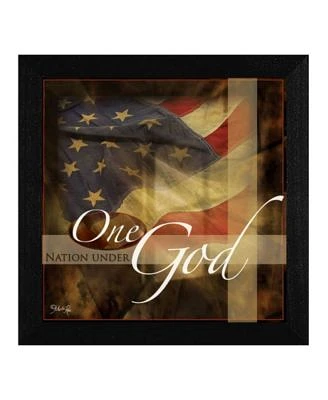 One Nation Under God By Marla Rae, Printed Wall Art, Ready to hang, Black Frame, 14" x 14"