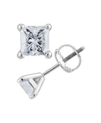 Princess-Cut Diamond Stud Earrings (1/4 ct. t.w.) in 14k White Gold