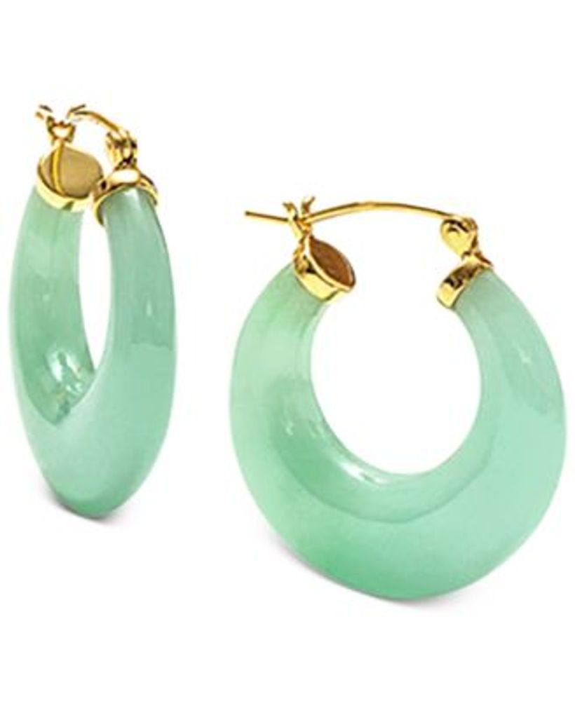 Dyed Jade (25mm) Small Hoop Earrings in 14k Gold-Plated Sterling Silver, 1"