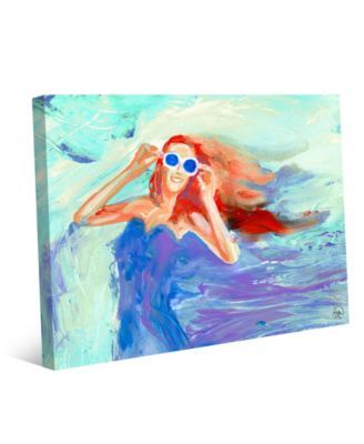 Girl In The Wind in Blue Abstract 36" x 24" Canvas Wall Art Print