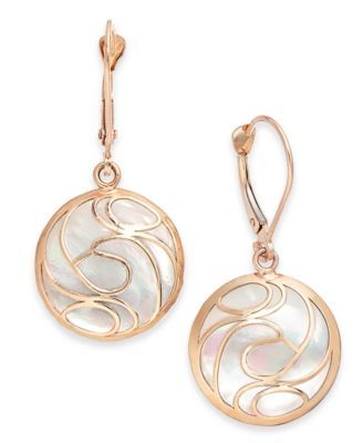 Mother-of-Pearl Swirl Drop Earrings in 14k Gold