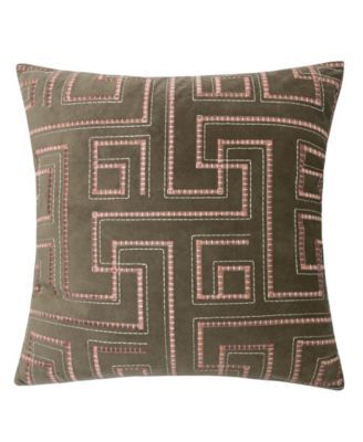 Natalie Embroidery Velvet Square Decorative Throw Pillow
