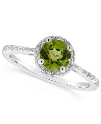 Peridot (7/8 ct. t.w.) and Diamond Accent Ring Sterling Silver (Also Available Other Gemstones)
