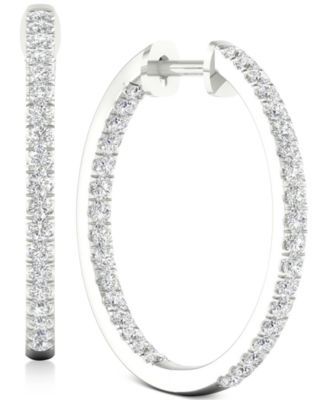 Lab-Created Diamond Small In & Out Hoop Earrings (1/2 ct. t.w.) in Sterling Silver, 0.72"