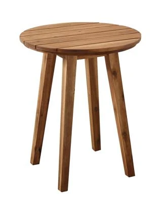 20" Acacia Wood Outdoor Round Side Table