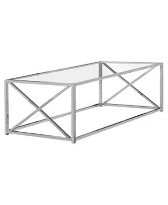 Coffee Table - 44" L Chrome with Tempered Glass