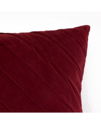 20X20 James Pleated Velvet Pillow in Cabernet