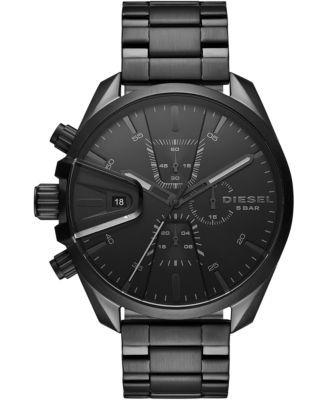 Men's Chronograph MS9 Black Stainless Steel Bracelet Watch 48mm
