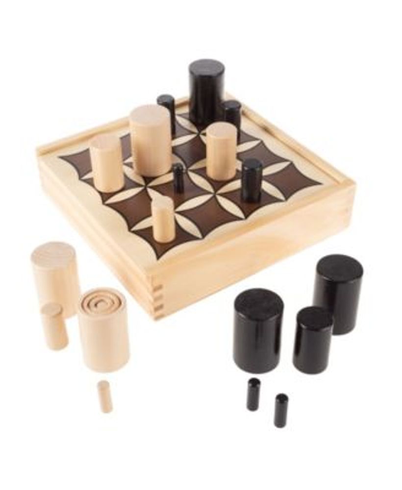 Boys and Girls by Hey Kids Spinning Pieces Play! Traveling Board Game for Adults Tic-Tac-Toe Small Wooden Travel Game with Fixed 