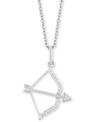 Bow & Arrow Strength pendant (1/10 ct. t.w.) in Sterling Silver, 16" + 2" extender