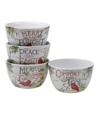 Evergreen Christmas 4 Piece Ice Cream Bowl