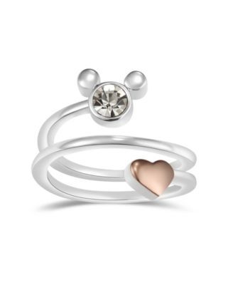 Crystal Mickey Mouse Head with Heart Bypass Ring