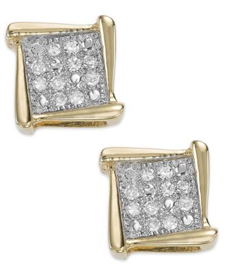 Diamond Accent Square Stud Earrings 10k White, Yellow or Rose Gold