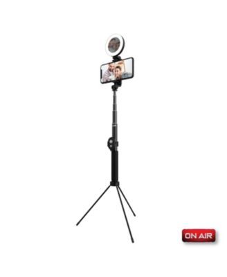 ON AIR Halo Stick 5" Ring Light with Extendable (4’) Tripod, 3 Light Modes, USB Power, and Bluetooth Shutter Remote for Streaming, Vlogs, and Selifes Compatible with Both iPhones and Android Phones