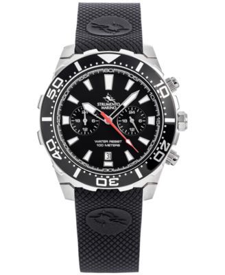 Men's Skipper Dual Time Zone Black Silicone Strap Watch 44mm