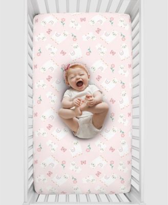 Infant Girl's Sweet Llama and Butterflies Super Soft Fitted Crib Sheet