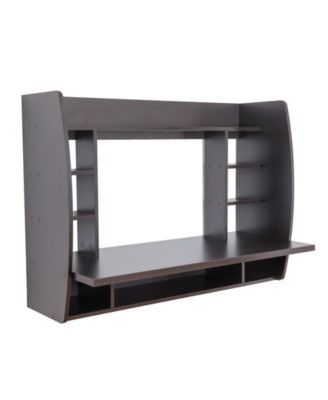 Wall Mount Laptop Office Desk with Shelves